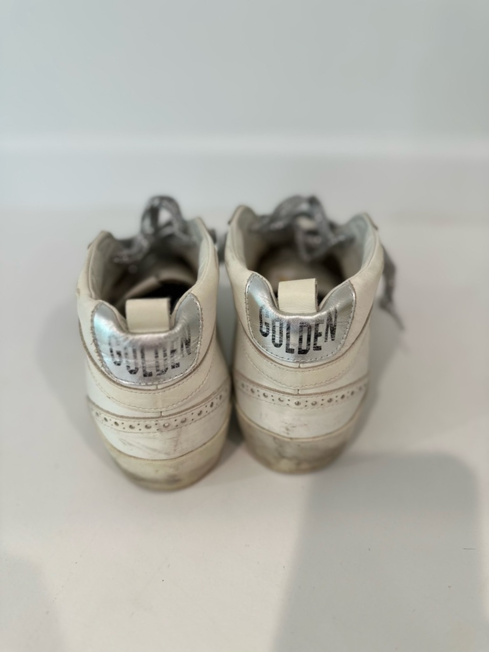 Golden Goose Cream and Black Wingtip Sneakers with Silver Laces - Picture 3 of 6